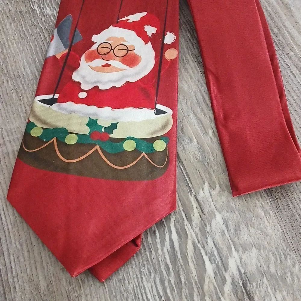 Christmas Necktie Christmas Party Fun Christmas Theme Print Tie Santa NEW - Picture 2 of 4